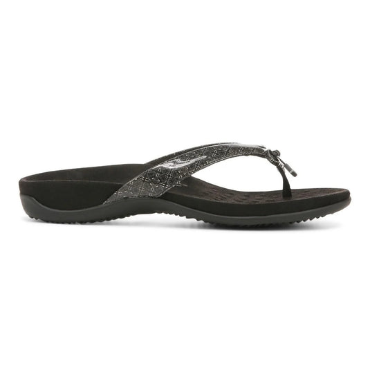 Vionic Women's Bella Toe Post Sandals Black Tile