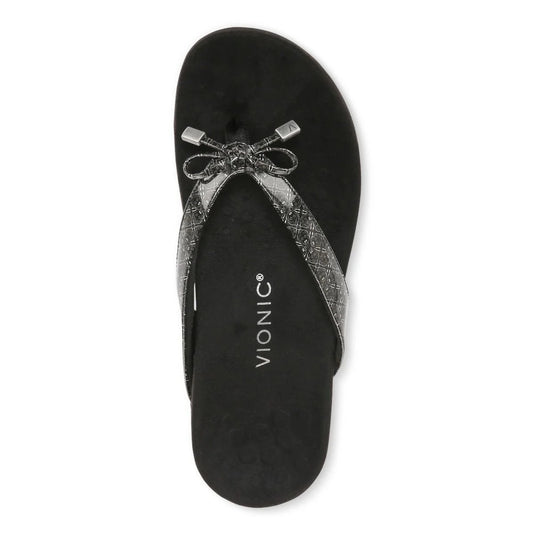 Vionic Women's Bella Toe Post Sandals Black Tile