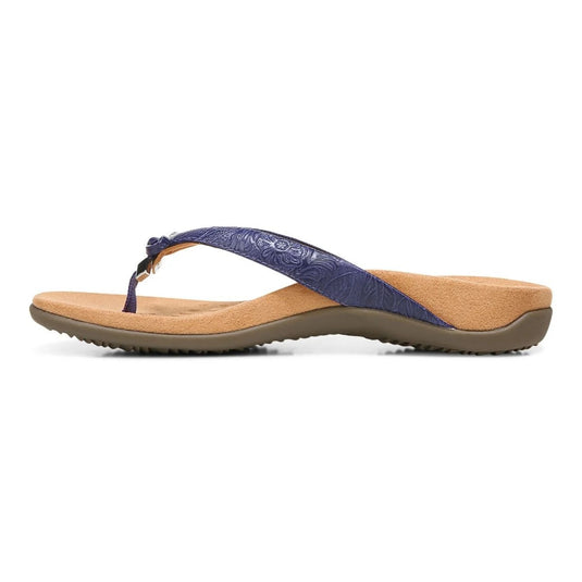 Vionic Women's Bella Toe Post Sandal Blue Ribbon Embossed