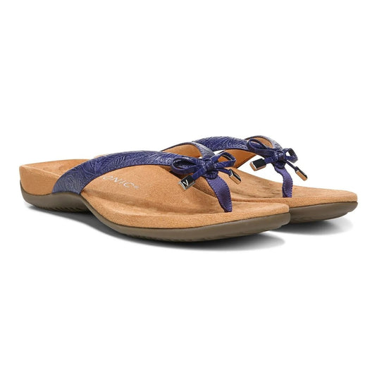 Vionic Women's Bella Toe Post Sandal Blue Ribbon Embossed