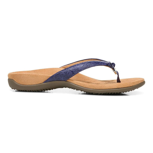 Vionic Women's Bella Toe Post Sandal Blue Ribbon Embossed