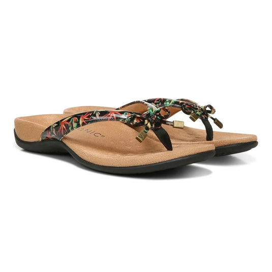 Vionic Women's Bella Toe Post Sandals Black Tropical