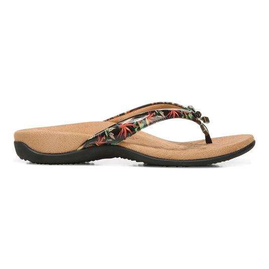 Vionic Women's Bella Toe Post Sandals Black Tropical