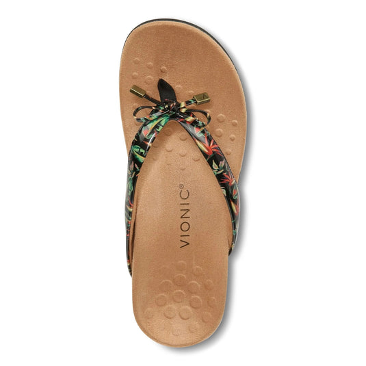 Vionic Women's Bella Toe Post Sandals Black Tropical