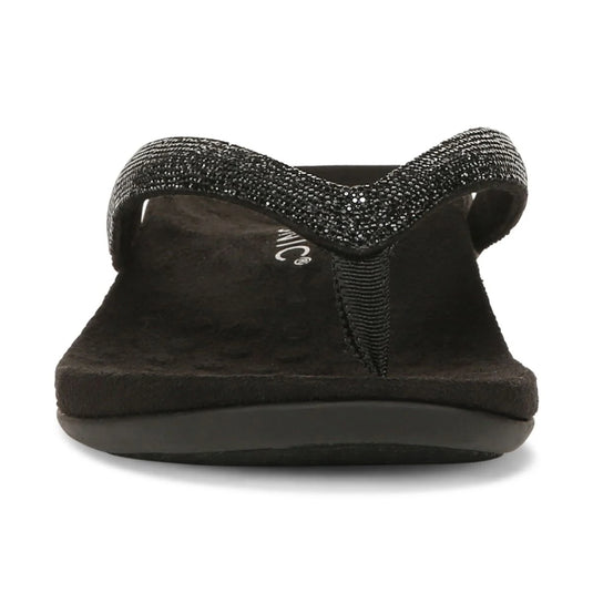 Vionic Women's Dillon Shine Toe Post Sandal Black