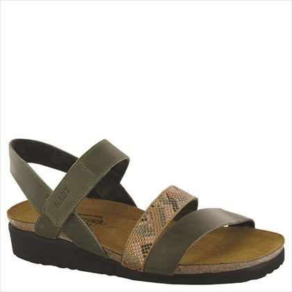 Naot Women's Gwyneth Sandals Vintage Pine Leather/Camel Combo