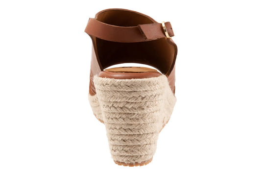 Softwalk Hixson S2207-001 Womens Cognac Narrow Leather Wedges Sandals Shoes