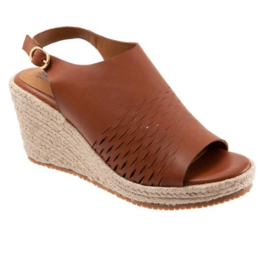 Softwalk Hixson S2207-001 Womens Cognac Narrow Leather Wedges Sandals Shoes