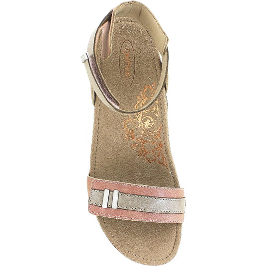 Aetrex Womens Gia Ankle Strap Wedge Sandal Rose