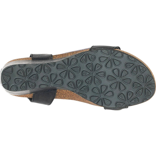 Aetrex Womens Gia Ankle Strap Wedge Sandal Black