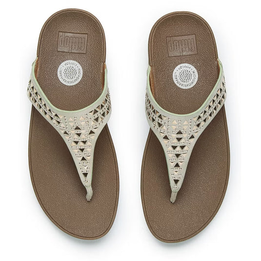 FitFlop Women's Carmel Toe Post Suede Sandals Rose Gold