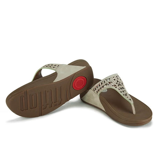 FitFlop Women's Carmel Toe Post Suede Sandals Rose Gold