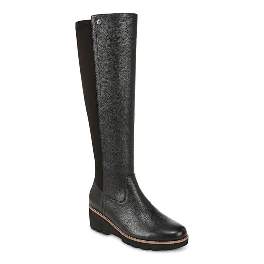 Vionic Ashland Tall Wedge Boot Women's Black Leather