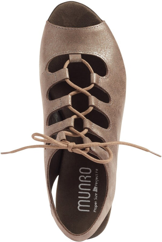 Munro Women's Jillie Open Toe Slingback Pewter nubuck