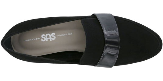 SAS Women's Luxe Slip On Loafer Black Patent/suede