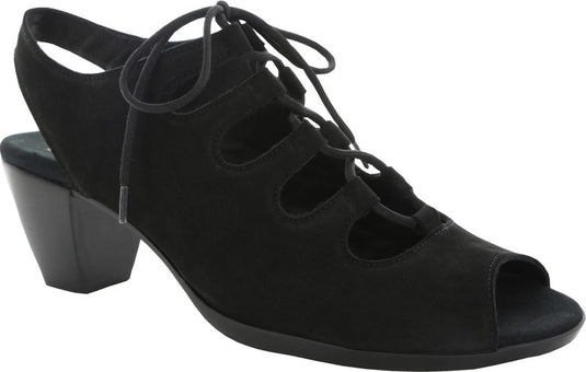 Munro Women's Jillie Open Toe Slingback Black Nubuck