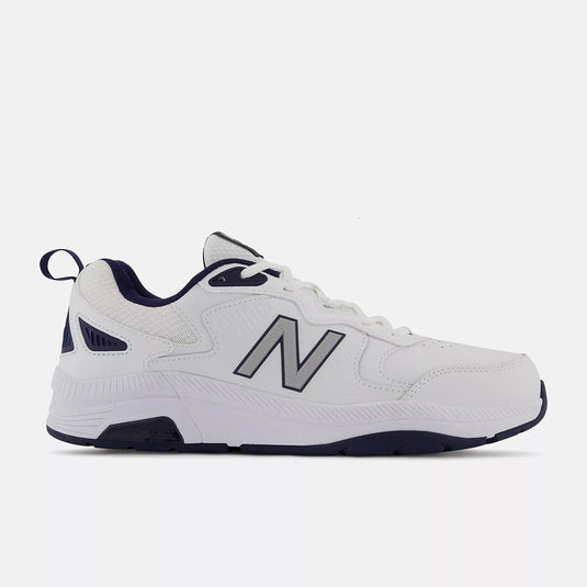 New Balance Men's-White with Navy and Rain Cloud-MX857WN3