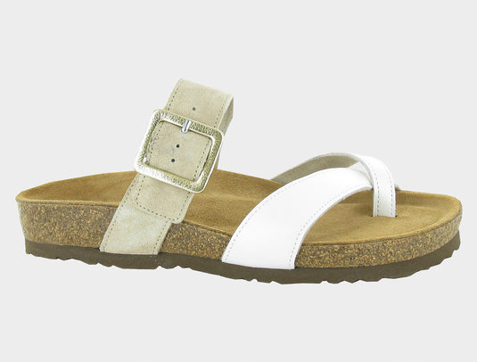 Naot Women's Fresno Sandals White pearl Lthr/Sand Stone Suede