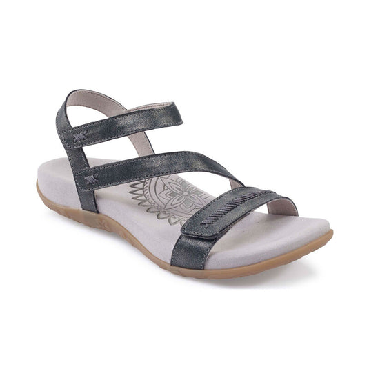 Aetrex Women's Gabby Adjustable Quarter Strap Sandal pewter