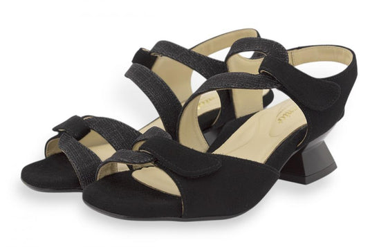 PieSanto Black suede high-heeled sandal Black