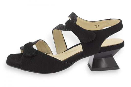 PieSanto Black suede high-heeled sandal Black