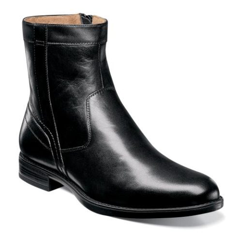 Florsheim Midtown Plain Toe Zip Boots Black - Free Socks