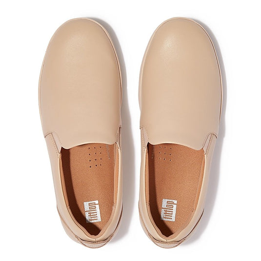 Fitflop Rally Leather Slip on Skate Sneakers Stone Beige