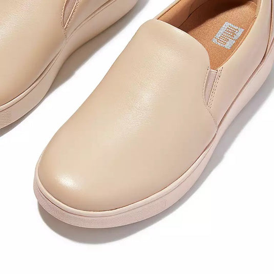 Fitflop Rally Leather Slip on Skate Sneakers Stone Beige