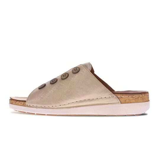 Revere – Women’s Antalya Slide Sandal Gold Linen