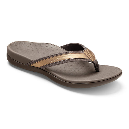 Vionic Women's Tide II Toe Post Sandals Bronze Metallic