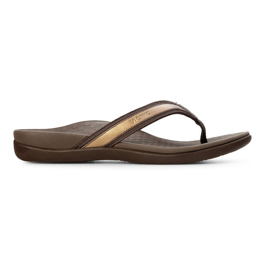 Vionic Women's Tide II Toe Post Sandals Bronze Metallic