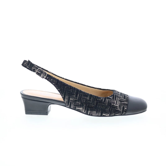 Trotters Women's Dea Slingback Sandals Black Printed Woven