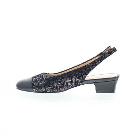 Trotters Women's Dea Slingback Sandals Black Printed Woven