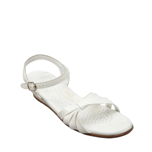 SAS Women's Strippy Quarter Strap Wedge Sandal White
