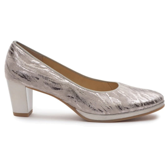 Ara Women's Ophelia (Fashion) Pump 50mm Grey/Silver konfettikid Print Leather