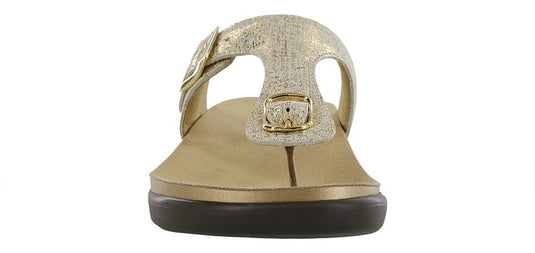 SAS Women's Sanibel T-Strap Slide Sandals Shiny Gold