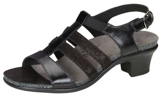 SAS Women's Allegro Strappy Sandals with Heel Black