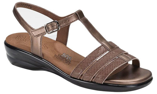 SAS Women's Capri T-Strap Sandal Bronze Snake