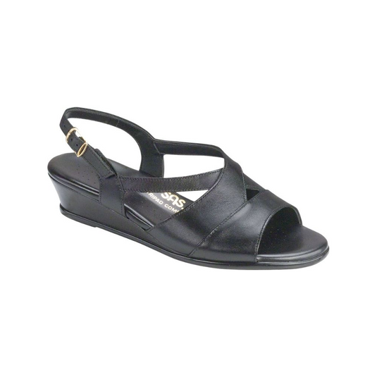 SAS Women's Caress Elevated Wedge Sandals Black