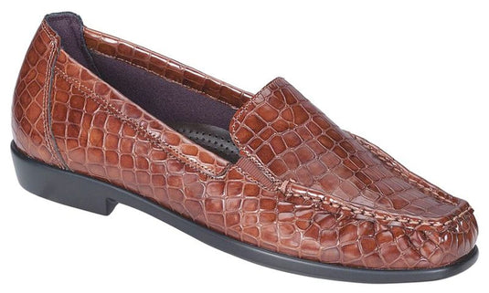 SAS Women's Joy Slip-on Flat Cognac Croc