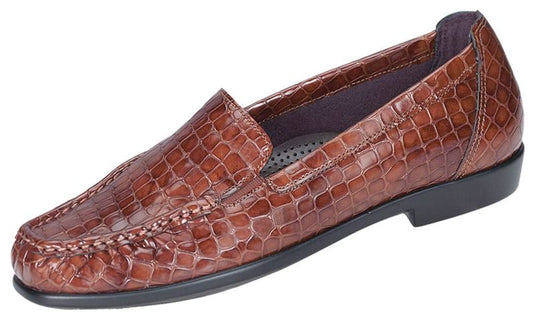 SAS Women's Joy Slip-on Flat Cognac Croc