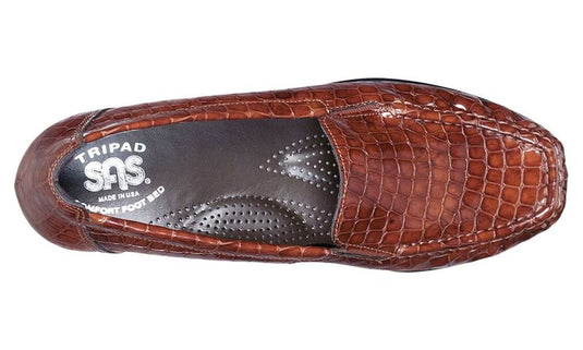 SAS Women's Joy Slip-on Flat Cognac Croc