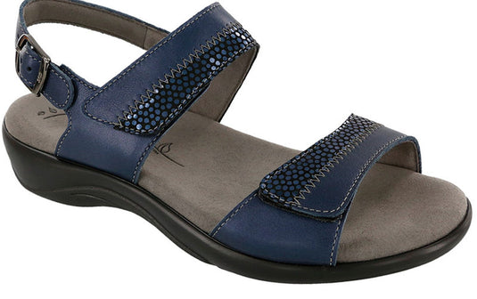 SAS Women's Nudu Two Tone Leather Sandals Navy