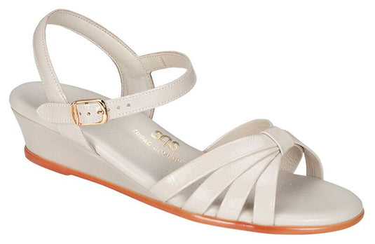 SAS Women's Strippy Quarter Strap Wedge Sandal Bone Patent