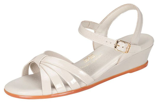 SAS Women's Strippy Quarter Strap Wedge Sandal Bone Patent