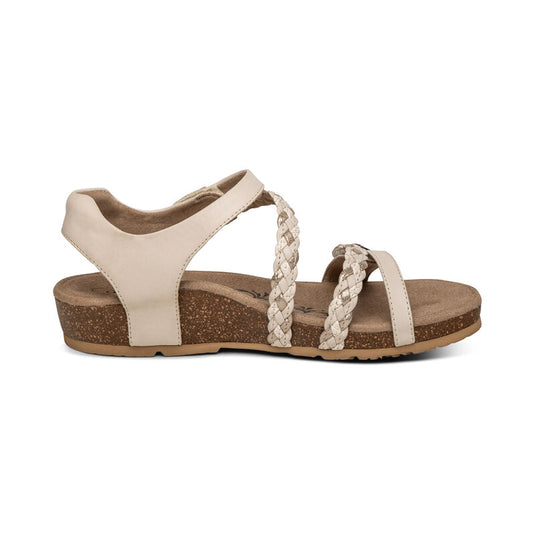 Aetrex Women's Jillian Braided Quarter Strap Sandal Ivory