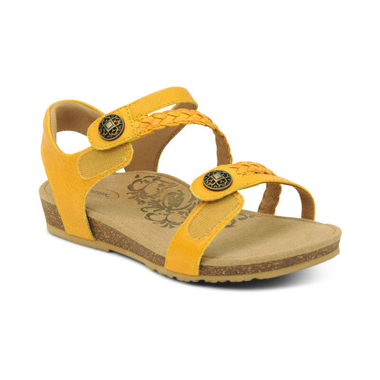 Aetrex Women's Jillian Braided Quarter Strap Sandal Sunflower