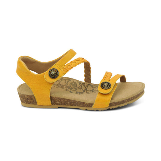 Aetrex Women's Jillian Braided Quarter Strap Sandal Sunflower