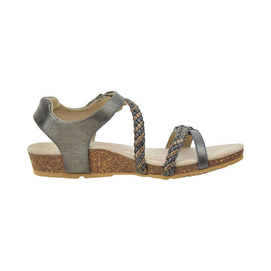 Aetrex Women's Jillian Braided Quarter Strap Sandal Gunmetal