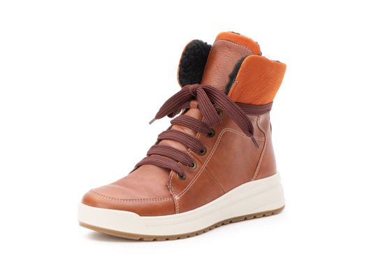 Ara Women's Albany Hydrophobic Lace-Up Zip Boot Cognac Nubuck